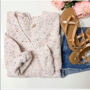 Westbound Chunky Ribbed Knit Sweater Cotton Candy Pink Confetti size Large